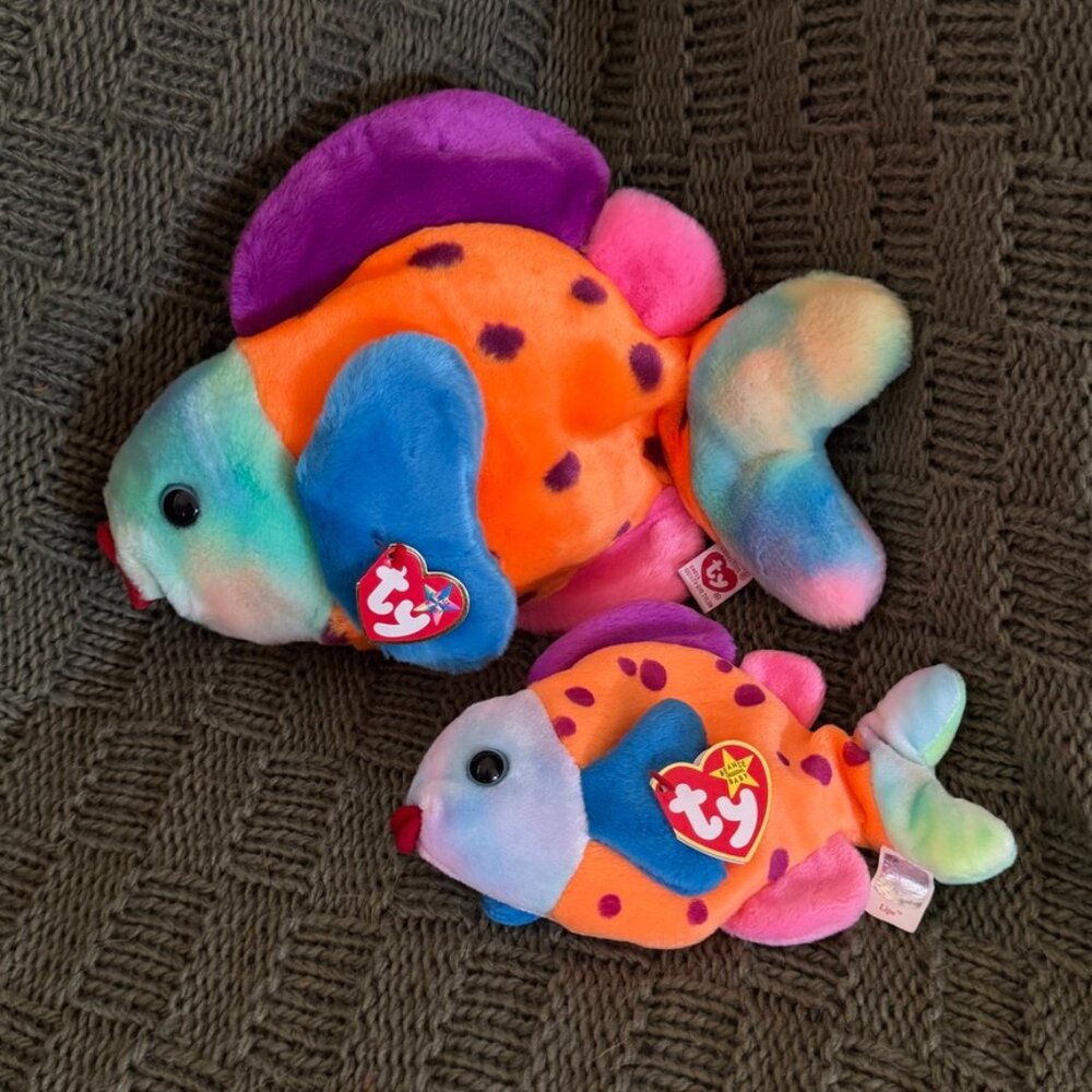 TY Beanie Babies “Lips” Fish Lot – Beanie Baby & Beanie Buddy – Summer Show